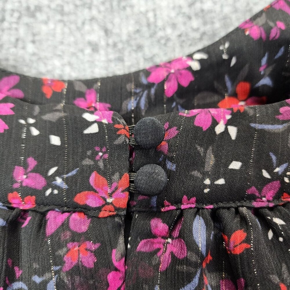 Torrid Crinkle Lurex Chiffon Halter Top Dark Black Floral‎ Sleeveless Size 5 5X - Picture 8 of 13